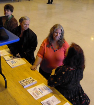 Family in front of stage